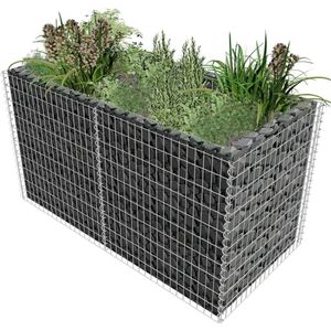 VidaXL Gabion Plantenbak Verhoogd 180x90x100 cm Staal Zilverkleurig