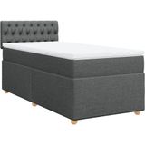 vidaXL Boxspring met matras stof donkergrijs 80x200 cm
