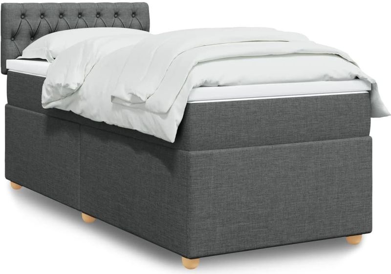 vidaXL Boxspring met matras stof donkergrijs 80x200 cm