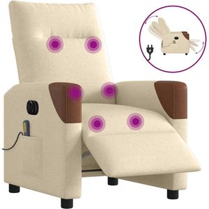 vidaXL Massagestoel elektrisch verstelbaar stof crèmekleurig