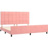 VidaXL Bedframe met Hoofdeinde Fluweel Roze 200x200 cm