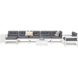 vidaXL 10-delige Loungeset massief grenenhout wit