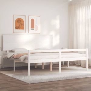 VidaXL Bedframe Massief Hout Wit 6FT Super King