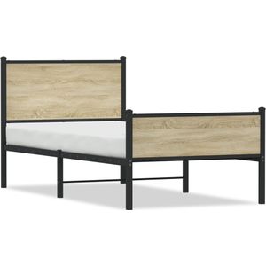 vidaXL Bedframe zonder matras metaal sonoma eikenkleurig 90x190 cm