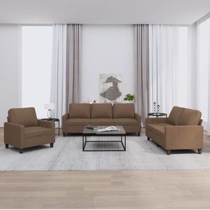 vidaXL 4-delige Loungeset met kussens stof bruin