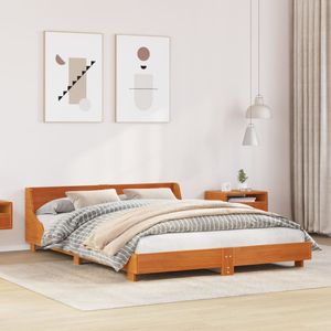 vidaXL - Bedframe - zonder - matras - massief - grenenhout - wasbruinx200 - cm