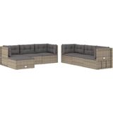 vidaXL 7-delige Loungeset met kussens poly rattan grijs