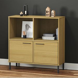 VidaXL Boekenkast Metalen Poten Oslo 90x35x90,5 cm Hout Bruin