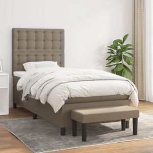 vidaXL Boxspring met matras stof taupe 90x200 cm