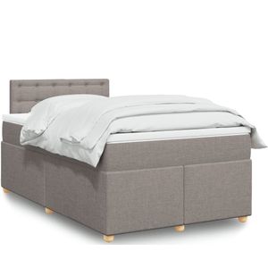 vidaXL Boxspring met matras stof taupe 120x190 cm