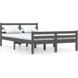 vidaXL Bedframe massief hout grijs 120x190 cm 4FT Small Double