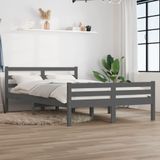 vidaXL Bedframe massief hout grijs 120x190 cm 4FT Small Double