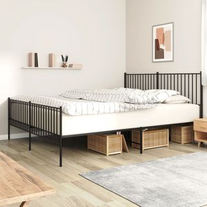 VidaXL Bedframe Metaal Zwart 183x213 cm - Hoofd- en Voeteneinde