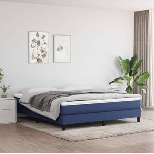 vidaXL Boxspring met matras stof blauw 180x200 cm