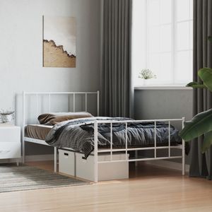 vidaXL-Bedframe-met-hoofd--en-voeteneinde-metaal-wit-80x200-cm