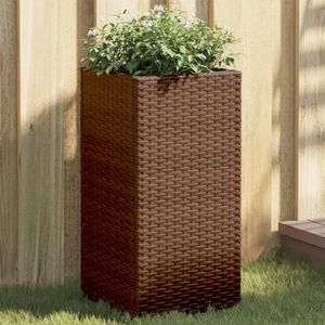 vidaXL Plantenbakken 2 st 30x30x60 cm poly rattan bruin