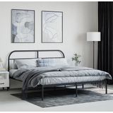 vidaXL Bedframe met hoofdbord metaal zwart 183x213 cm