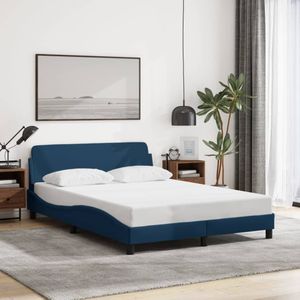 vidaXL Bedframe met hoofdeinde zonder matras 140x200 cm stof blauw