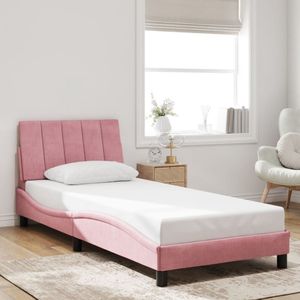 vidaXL Bedframe met hoofdeinde fluweel roze 80x200 cm