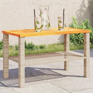 vidaXL Tuintafel 70x38x42 cm poly rattan en acaciahout beige