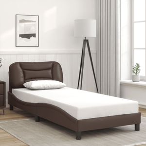 vidaXL Bedframe met hoofdbord kunstleer bruin 80x200 cm