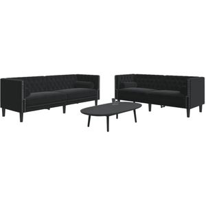 vidaXL 2-delige Loungeset Chesterfield met bolsters fluweel zwart