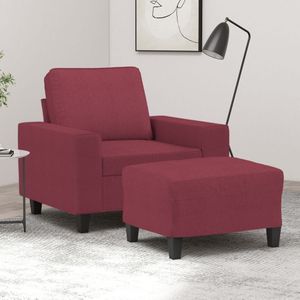 vidaXL Fauteuil met voetenbank 60 cm stof wijnrood