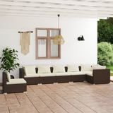 VidaXL 7-delige Loungeset met Kussens - Poly Rattan Bruin