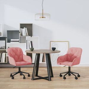 vidaXL Eetkamerstoelen draaibaar 2 st fluweel roze