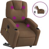 vidaXL Sta-op-massagestoel elektrisch verstelbaar stof bruin
