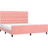 vidaXL Bedframe met hoofdeinde fluweel roze 180x200 cm