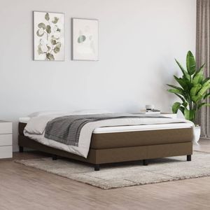 VidaXL Boxspring met Matras - Stof Donkerbruin - 140x200 cm