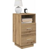 vidaXL Nachtkastje met 2 lades 36x36x68 cm artisanaal eikenkleurig