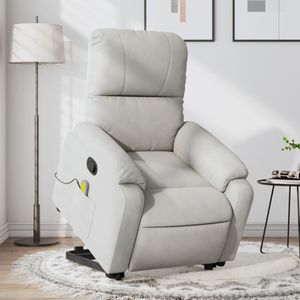 vidaXL Sta-op-massagestoel verstelbaar microvezelstof lichtgrijs