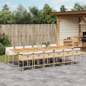 vidaXL 13-delige Tuinset met kussens poly rattan beige