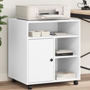 vidaXL Printerkastje met wielen 60x50x67 cm wit