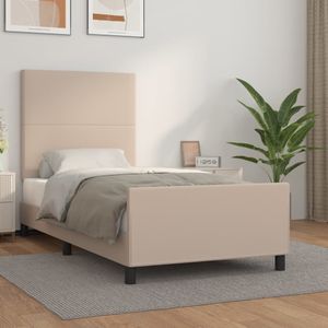 vidaXL Bedframe met hoofdbord kunstleer cappucinnokleurig 80x200 cm