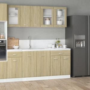 vidaXL 4-delige Keukenkastenset Lyon bewerkt hout sonoma eikenkleurig