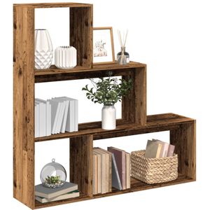 vidaXL Kamerscherm / boekenkast 3-laags 123x29x123 cm hout oud hout