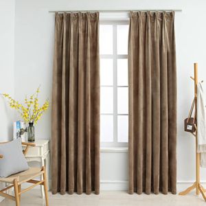 vidaXL-Gordijnen-verduisterend-2-st-met-haken-140x225-cm-fluweel-beige