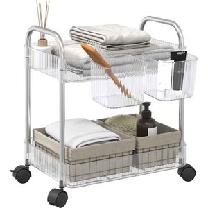 vidaXL Opbergtrolley 2-laags 37x28x43,5 cm acryl transparant