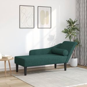 vidaXL Chaise longue met kussens stof donkergroen