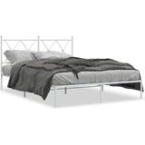 vidaXL Bedframe met hoofdbord metaal wit 140x190 cm