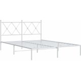 vidaXL Bedframe met hoofdbord metaal wit 140x190 cm