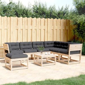 vidaXL 7-delige Loungeset met kussens massief grenenhout