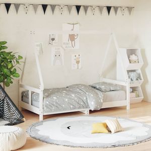 vidaXL Kinderbedframe 80x160 cm massief grenenhout wit