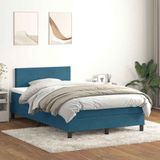 vidaXL - Boxspring - met - matras - fluweel - donkerblauwx210 - cm