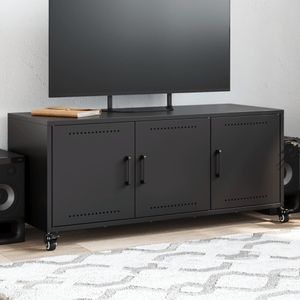 vidaXL Tv-meubel 100,5x39x43,5 cm staal zwart