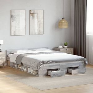 vidaXL Bedframe met lades bewerkt hout grijs sonoma eiken 120x190 cm