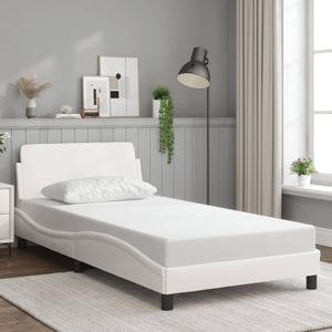 vidaXL Bedframe met hoofdbord kunstleer wit 100x200 cm